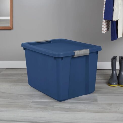 Large Storage Bin, 20 Gallon Plastic Storage Container with Latch Lid, Blue in Saudi Arabia