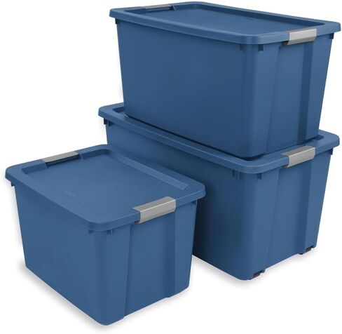 Large Storage Bin, 20 Gallon Plastic Storage Container with Latch Lid, Blue in Saudi Arabia