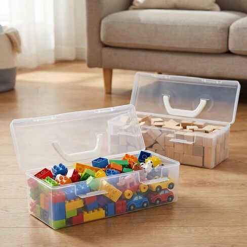 Yuanan 3 PCS Paint Storage Box, Craft Organizer Box Acrylic with Handle Paint Brush Case Art Supplies Storage Organizer for Art Enthusiasts, Students, Classrooms and Studios Organization in Kuwait