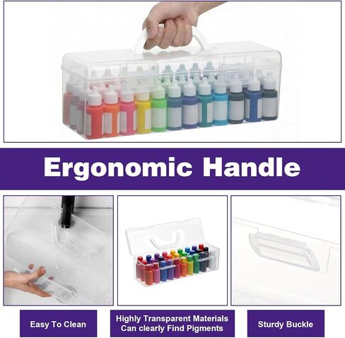 Yuanan 3 PCS Paint Storage Box, Craft Organizer Box Acrylic with Handle Paint Brush Case Art Supplies Storage Organizer for Art Enthusiasts, Students, Classrooms and Studios Organization in Kuwait