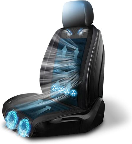 Cooling Car Seat Cover Front Seat,Ventilated Car Seat Cooling Pad with 30-Air-Outlets,Cooling Car Seat Cushion with 3-Speed Modes,Seat Coolers Universal Fit for 12V Car SUV (Black) in Saudi Arabia