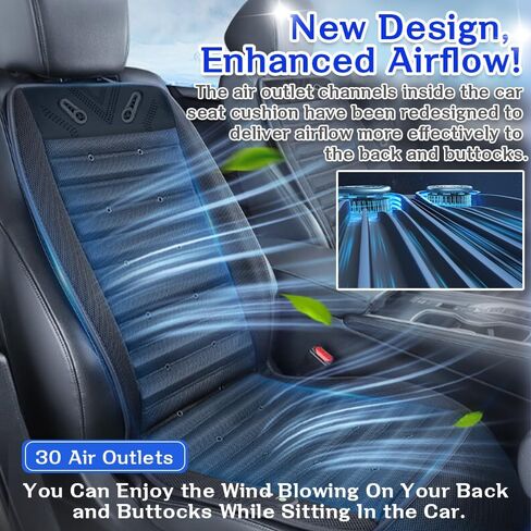 Cooling Car Seat Cover Front Seat,Ventilated Car Seat Cooling Pad with 30-Air-Outlets,Cooling Car Seat Cushion with 3-Speed Modes,Seat Coolers Universal Fit for 12V Car SUV (Black) in Kuwait
