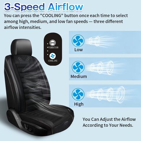 Cooling Car Seat Cover Front Seat,Ventilated Car Seat Cooling Pad with 30-Air-Outlets,Cooling Car Seat Cushion with 3-Speed Modes,Seat Coolers Universal Fit for 12V Car SUV (Black) in Kuwait