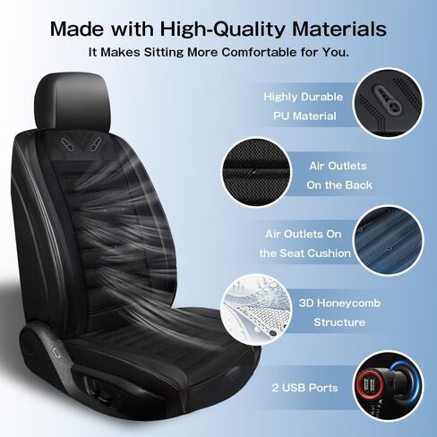 Cooling Car Seat Cover Front Seat,Ventilated Car Seat Cooling Pad with 30-Air-Outlets,Cooling Car Seat Cushion with 3-Speed Modes,Seat Coolers Universal Fit for 12V Car SUV (Black) in Kuwait