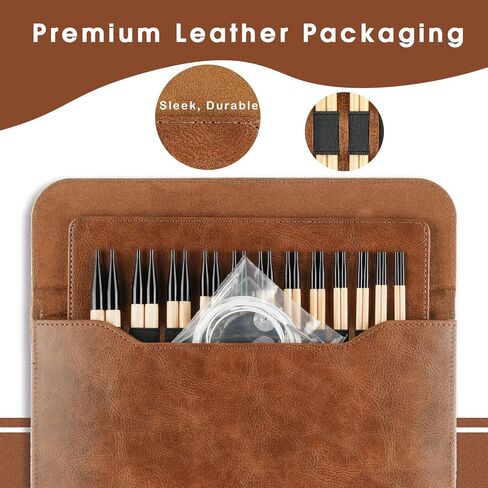 Guclud Bamboo Knitting Needles Set, 5-Inch Interchangeable Circular Knitting Needles US 4-15 (3.5-10mm),12 Pairs of Hand-Polished Circular Needles, 4 Cables, Accessories & Case (Black Tip) in Saudi Arabia