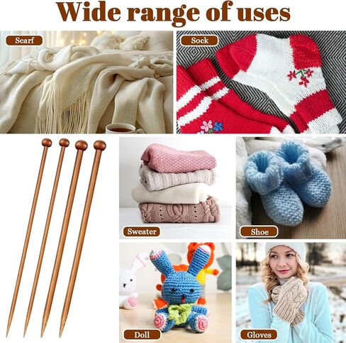 4 Pairs Natural Bamboo Knitting Needles Set 9.8 Inch Long Wooden Knitting Needles Straight Single Pointed Wood Needle Knittings Crochet Supplies for Beginners DIY Handmade Sweater Scarf Knittings in Kuwait