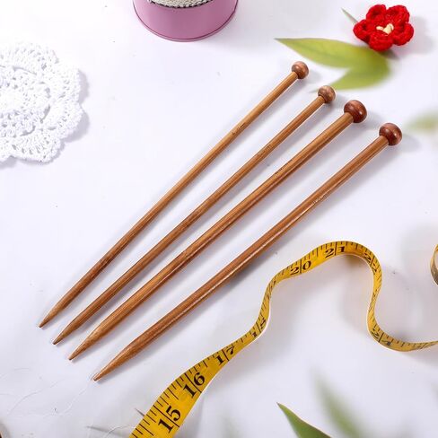 4 Pairs Natural Bamboo Knitting Needles Set 9.8 Inch Long Wooden Knitting Needles Straight Single Pointed Wood Needle Knittings Crochet Supplies for Beginners DIY Handmade Sweater Scarf Knittings in Kuwait