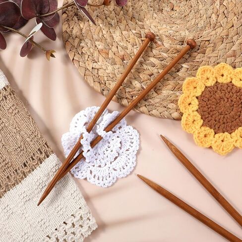 4 Pairs Natural Bamboo Knitting Needles Set 9.8 Inch Long Wooden Knitting Needles Straight Single Pointed Wood Needle Knittings Crochet Supplies for Beginners DIY Handmade Sweater Scarf Knittings in Kuwait