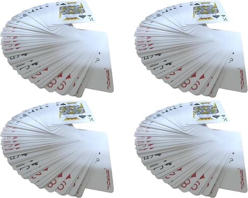 مجموعة أوراق لعب Bexter 4 Decks Royal Poker بحجم 100% من البلاستيك مع حقيبة تخزين بلاستيكية، مقاومة للماء ومتينة، بطاقات على طراز الكازينو للبوكر والبلاك جاك والسفر وليلة اللعب in Kuwait