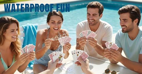 مجموعة أوراق لعب Bexter 4 Decks Royal Poker بحجم 100% من البلاستيك مع حقيبة تخزين بلاستيكية، مقاومة للماء ومتينة، بطاقات على طراز الكازينو للبوكر والبلاك جاك والسفر وليلة اللعب in Kuwait