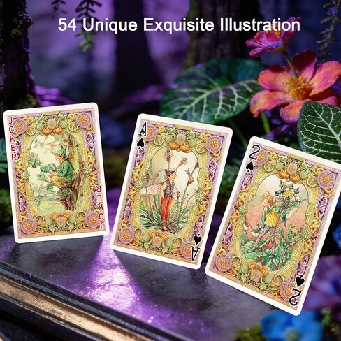 Vintage Style Forest Elf Theme Playing Cards, Double-Sided Anti-Slip Texture Design, 54 Exquisite Non-Repeating Illustrations, Perfect in Kuwait
