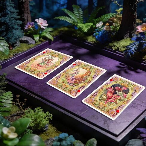 Vintage Style Forest Elf Theme Playing Cards, Double-Sided Anti-Slip Texture Design, 54 Exquisite Non-Repeating Illustrations, Perfect in Kuwait