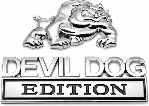 1Set Navy Devil Dog Bulldog 3D Metal Emblem Badge – Zinc Alloy Tailgate/Bumper/Fenders Decal for Car, Truck, SUV – Waterproof & Rustproof Nameplate Sticker Silver/Black in Saudi Arabia