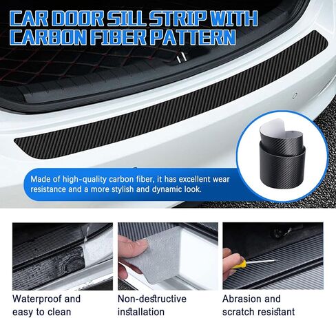 Car Rear Bumper Protector for Lucid Air Touring 2022–2025 2023 2024 2026, Carbon Fiber Texture Scratch Resistant Strip, Thin Trunk Entry Buffer Protective Film for Car SUV Trunk in Kuwait