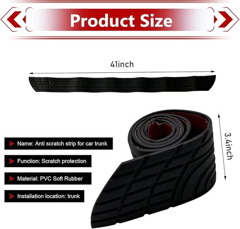 Car Trunk Edge Protector Strip, Trimmable Anti-Scratch Non-Slip Silicone Guard Strip, Self-Adhesive Rubber Trunk Edge Guard, Universal for Cars SUVs Trucks (Black) in Kuwait