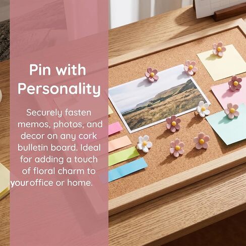 30Pcs Flower Shaped Push Pins, 3 Colors Cute Thumb Tacks for Bulletin Board, Rust-Proof Decorative Tacks for Cork Board, Photo Wall, Office, Home & School Supplies in Kuwait