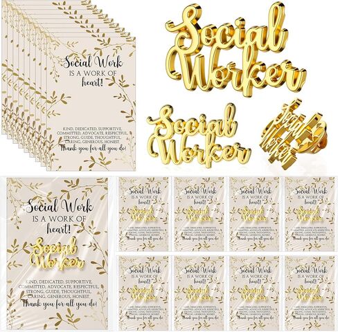 Kenning 50 Pcs Social Work Appreciation Gifts, Enamel Gold Lapel Pins with Thank You Cards School Counselors Mental Health Professionals and Staff (Social Worker Heart) in Kuwait