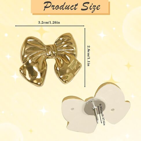 50 PCS Gold Bow Push Pins, Cute Push Pins for Cork Board, Decorative Thumb Tacks for Bulletin Board, Wall Photos, Maps, Office Decor. in Saudi Arabia