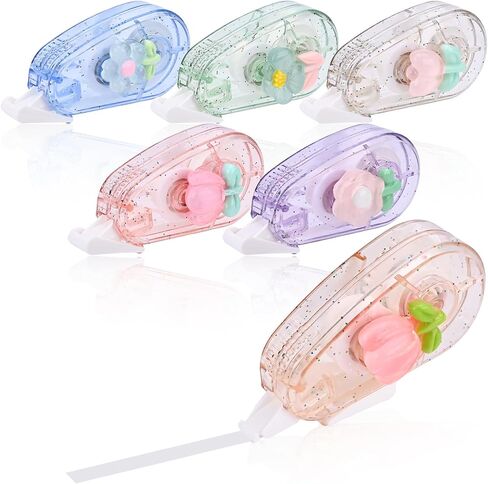 Temiary 6 Pcs Mini Correction Tape Set, Cute White Smooth Pull Out Applicator for Instant Corrections, Aesthetic Correction Tapes for Students Back To School Office Supplies (Flower) in Kuwait