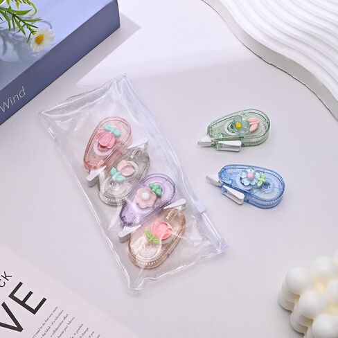 Temiary 6 Pcs Mini Correction Tape Set, Cute White Smooth Pull Out Applicator for Instant Corrections, Aesthetic Correction Tapes for Students Back To School Office Supplies (Flower) in Kuwait