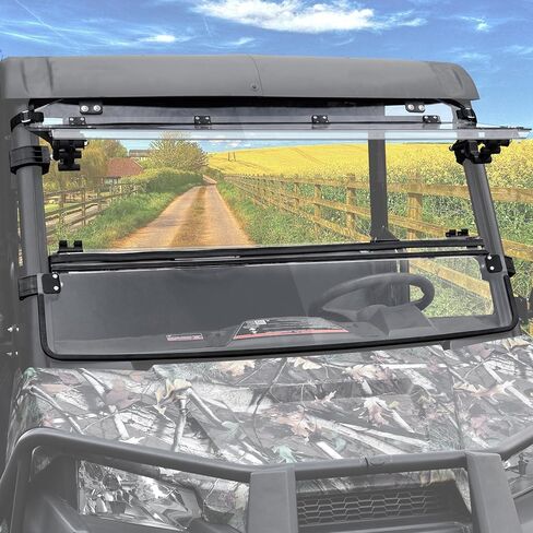 حاجب رياح قابل للطي 3 في 1 لملحقات Polaris Ranger متوسطة الحجم 570 500 SP 570، 1/5 بوصة من البولي كربونات المطلي الصلب وقابل للتعديل وقابل للطي لـ Ranger 570، مفتوح/مفتح/مغلق، غير مناسب للحجم الكامل in Kuwait