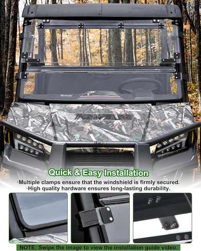 حاجب رياح قابل للطي 3 في 1 لملحقات Polaris Ranger متوسطة الحجم 570 500 SP 570، 1/5 بوصة من البولي كربونات المطلي الصلب وقابل للتعديل وقابل للطي لـ Ranger 570، مفتوح/مفتح/مغلق، غير مناسب للحجم الكامل in Kuwait