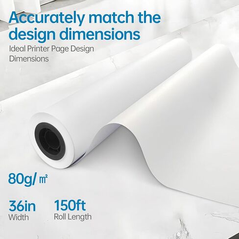 wide format, Inkjet Printer Paper 36 Inch x 150 ft 4 Roll, 2 Inch Core CAD Bond Rolls, 95 Bright, 30lb Plotter Paper for Wide Format Printer in Saudi Arabia