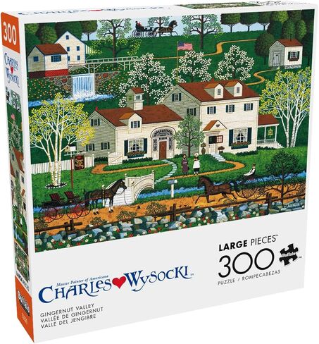 Buffalo Games Charles Wysocki - Gingernut Valley - أحجية الصور المقطوعة 300 قطعة - 21.25 × 15 بوصة - أشكال كبيرة الحجم - تتضمن ملصقًا - 300 قطعة ألغاز للبالغين in Kuwait