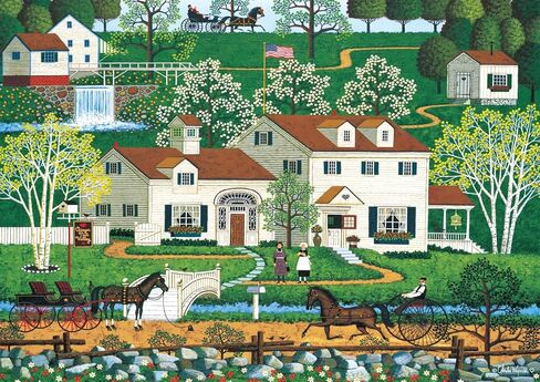 Buffalo Games Charles Wysocki - Gingernut Valley - أحجية الصور المقطوعة 300 قطعة - 21.25 × 15 بوصة - أشكال كبيرة الحجم - تتضمن ملصقًا - 300 قطعة ألغاز للبالغين in Kuwait