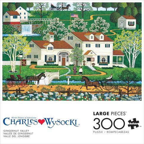 Buffalo Games Charles Wysocki - Gingernut Valley - أحجية الصور المقطوعة 300 قطعة - 21.25 × 15 بوصة - أشكال كبيرة الحجم - تتضمن ملصقًا - 300 قطعة ألغاز للبالغين in Kuwait