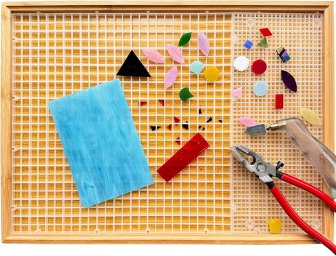 17"x12" Stained Glass Cutting Mat, Double-Layer Detachable Design, Great for Scoring and Cutting Glass, Catching Glass Shards, Stained Glass Cutting Tools Supplies (2 Types Grid - Translucent) in Saudi Arabia