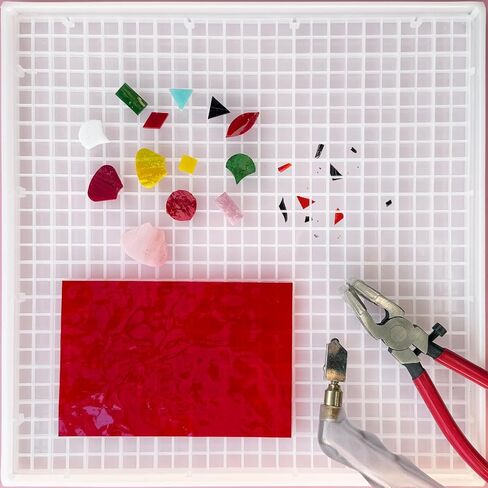 17"x12" Stained Glass Cutting Mat, Double-Layer Detachable Design, Great for Scoring and Cutting Glass, Catching Glass Shards, Stained Glass Cutting Tools Supplies (2 Types Grid - Translucent) in Saudi Arabia