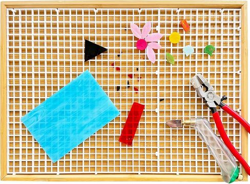 17"x12" Stained Glass Cutting Mat, Double-Layer Detachable Design, Great for Scoring and Cutting Glass, Catching Glass Shards, Stained Glass Cutting Tools Supplies (2 Types Grid - Translucent) in Saudi Arabia