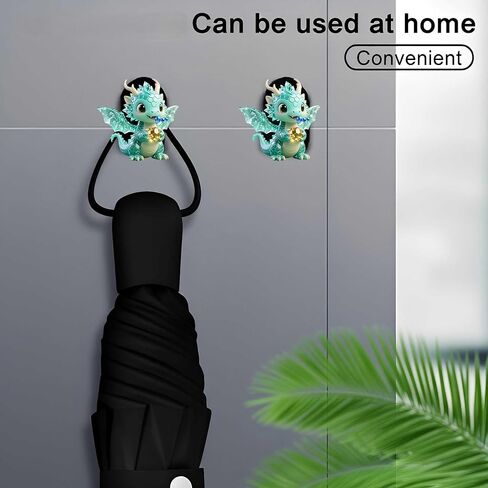 2pcs Crystal Baby Dragon Multi-Functional Adhesive Car Organizer Hooks for Hanging Keys, USB Cables, and Headphones - Strong Adhesive & Ideal Gift for Dashboard and Home Use. in Kuwait