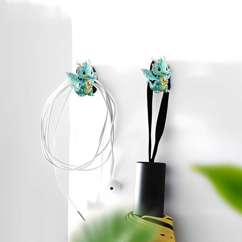 2pcs Crystal Baby Dragon Multi-Functional Adhesive Car Organizer Hooks for Hanging Keys, USB Cables, and Headphones - Strong Adhesive & Ideal Gift for Dashboard and Home Use. in Kuwait