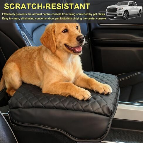 Center Console Cover Compatible with 2019-2026 Ram 1500 2500 3500 Customized Armrest Cover Leather Arm Rest Cushion Protector for Car, Anti-Scratch, Bucket Seat Only in Saudi Arabia