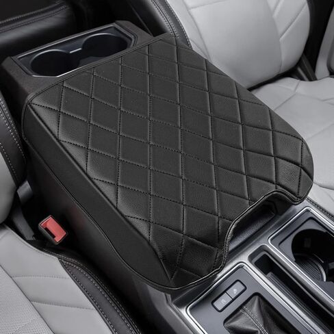 VarCozy Center Console Cover Compatible with 2015-2020 Ford F150 / 2017-2022 F250 F350 F450, Car Armrest Cover for 2018-2023 Expedition, PU Leather Console Cover Full Protector (Bucket Seat Only) in Saudi Arabia