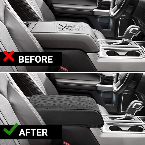 VarCozy Center Console Cover Compatible with 2015-2020 Ford F150 / 2017-2022 F250 F350 F450, Car Armrest Cover for 2018-2023 Expedition, PU Leather Console Cover Full Protector (Bucket Seat Only) in Saudi Arabia
