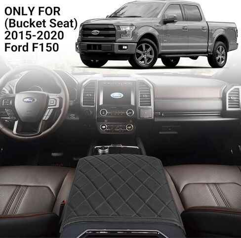 VarCozy Center Console Cover Compatible with 2015-2020 Ford F150 / 2017-2022 F250 F350 F450, Car Armrest Cover for 2018-2023 Expedition, PU Leather Console Cover Full Protector (Bucket Seat Only) in Saudi Arabia