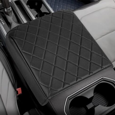 VarCozy Center Console Cover Compatible with 2015-2020 Ford F150 / 2017-2022 F250 F350 F450, Car Armrest Cover for 2018-2023 Expedition, PU Leather Console Cover Full Protector (Bucket Seat Only) in Saudi Arabia
