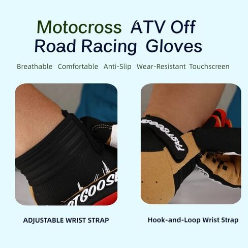 Skull Motorcycle Dirt Bike Motorbike Cycling Gloves for Men & Women - Adjustable Wrist, Non-Slip Breathable Full Finger Racing Gloves in Saudi Arabia