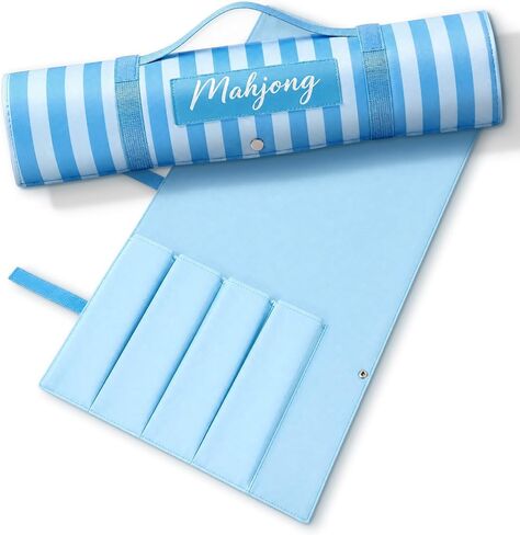 Mahjong Bags Protective Sleeve for Mahjong Racks and Pushers Tile Bag Accessory 20 Inch Fits 4 Racks and Pushers Travel Mah Jong Accessories and Gifts Empty Mah Jong Bag Only(Blue) in Saudi Arabia