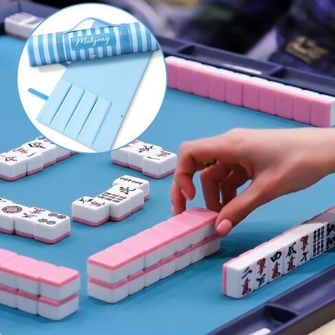 Mahjong Bags Protective Sleeve for Mahjong Racks and Pushers Tile Bag Accessory 20 Inch Fits 4 Racks and Pushers Travel Mah Jong Accessories and Gifts Empty Mah Jong Bag Only(Blue) in Saudi Arabia