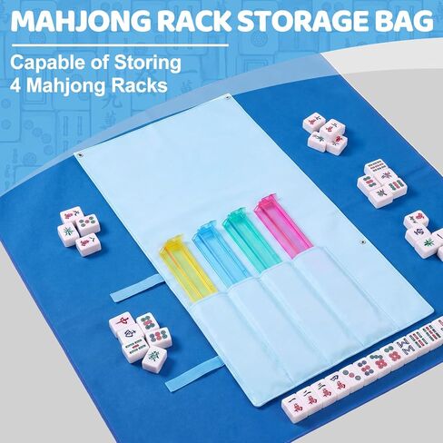 Mahjong Bags Protective Sleeve for Mahjong Racks and Pushers Tile Bag Accessory 20 Inch Fits 4 Racks and Pushers Travel Mah Jong Accessories and Gifts Empty Mah Jong Bag Only(Blue) in Saudi Arabia