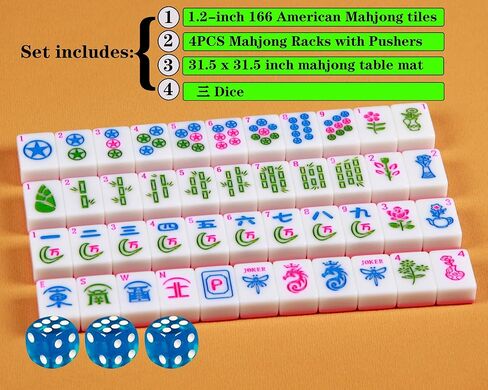 Pink American Mahjong Set 1.2-inch Mahjong Tile Set 166 Pieces American Mahjong Tile Set with Mahjong Table Mat and Mahjong Racks with Pushers in Saudi Arabia