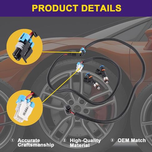 2PCS Fuel Injector Harness Set 0280158197 Compatible with Polaris Ranger 800 2011-2017, Ranger Crew 800 2010-2014, Ranger XP 800 2012-2013, RZR 800 2011-2013, Replaces 1204318 1204319 in Kuwait