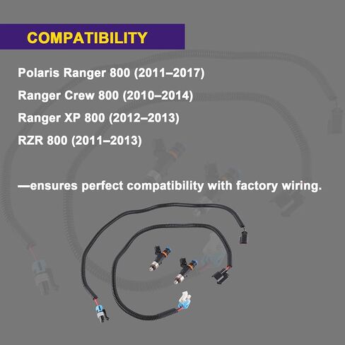 2PCS Fuel Injector Harness Set 0280158197 Compatible with Polaris Ranger 800 2011-2017, Ranger Crew 800 2010-2014, Ranger XP 800 2012-2013, RZR 800 2011-2013, Replaces 1204318 1204319 in Kuwait