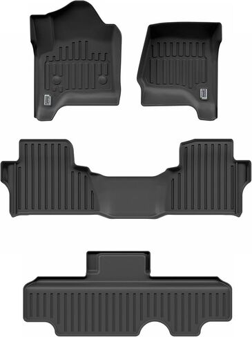 Smart Choice USA Car Floor Mat Custom fit for 2015-2020 Chevrolet Tahoe/2015-2020 GMC Yukon - Made in USA - Black - Full Set 1st, 2nd & 3rd Row in Saudi Arabia