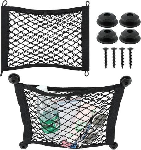 2pcs Universal Elastic Small Cargo Net, 13.7 x 9.8in RV Netting Pouch Bag with 8 Pieces Mounting Screws, for Trunk RV Boat Storage Mesh Pocket Nets in Saudi Arabia