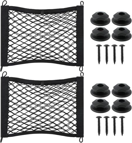 2pcs Universal Elastic Small Cargo Net, 13.7 x 9.8in RV Netting Pouch Bag with 8 Pieces Mounting Screws, for Trunk RV Boat Storage Mesh Pocket Nets in Saudi Arabia